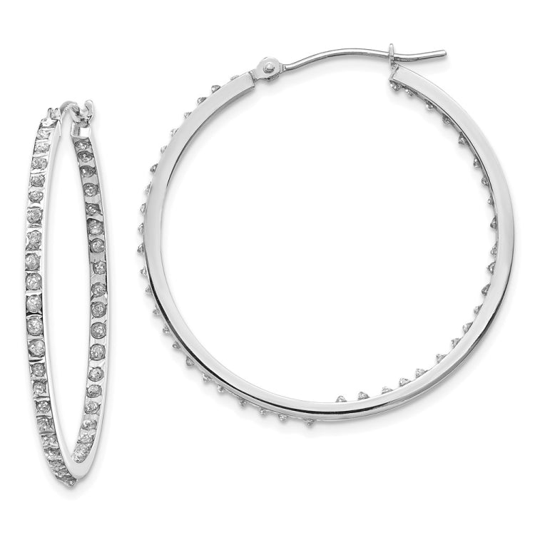14k WG Diamond Fascination Dia. Dust/Accent Hoop Earrings