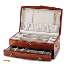 Luxury Giftware by Jere Matte Cherry Finish Bubinga Veneer 1-drawer Locking Wooden Jewelry Chest