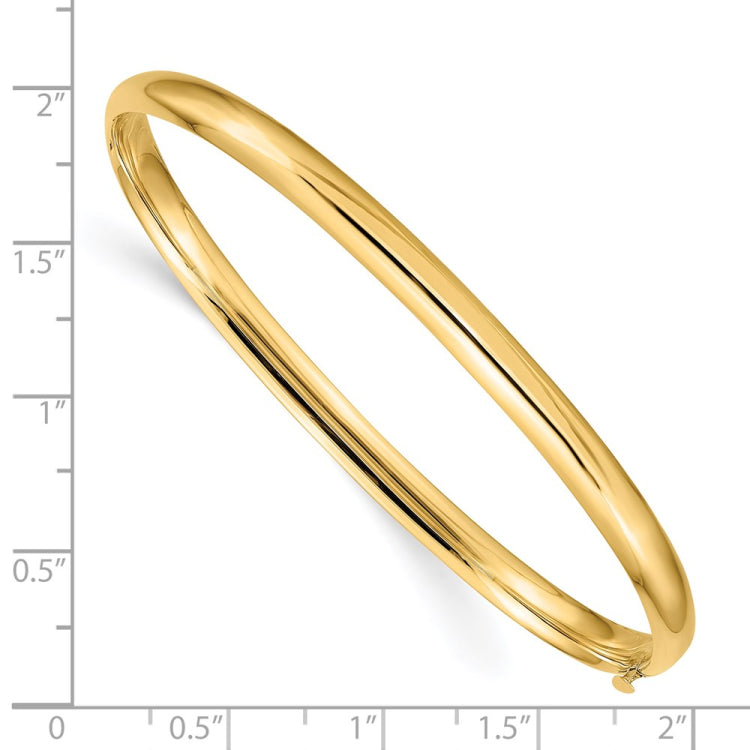 14k 3/16 Oversize High Polished 5.00mm Hinged Oval Bangle Bracelet