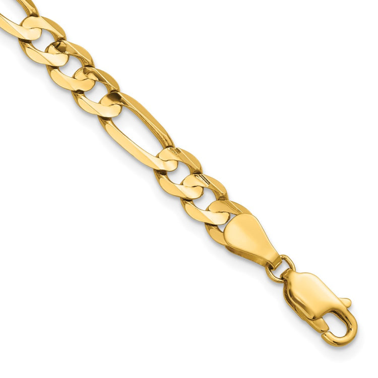 14K 8 inch 5.5mm Concave Open Figaro with Lobster Clasp Bracelet