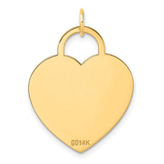 14K Polished Engravable 23mm Heart Disc Pendant