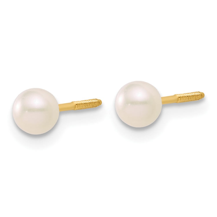 14k Madi K White Freshwater Cultured Pearl 15 inch Necklace/Post Earrings/5.5 inch Bracelet 3-piece Set