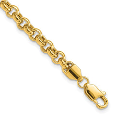 14k Polished Fancy 5mm Rolo Link 7.5 inch Bracelet