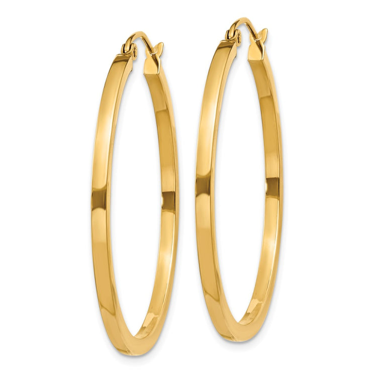 14k 2x35mm Square Tube Hoop Earrings
