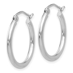 14k White Gold 2x20mm Polished Lightweight Tube Hoop Earrings