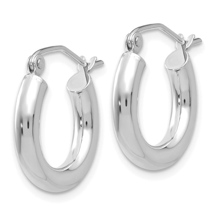 14K White Gold 3x16mm Polished Tube Hoop Earrings