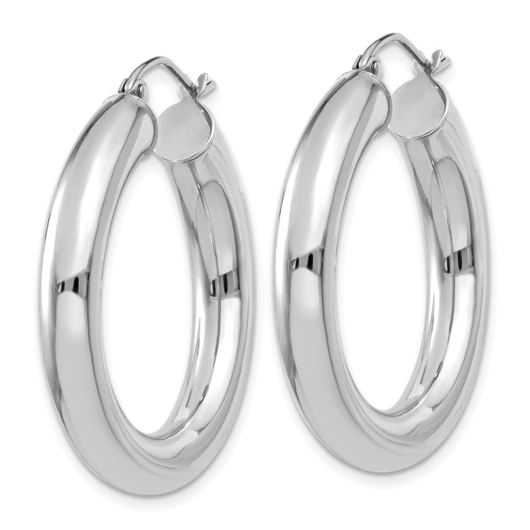 14k White Gold 5x30mm Polished Tube Hoop Earrings