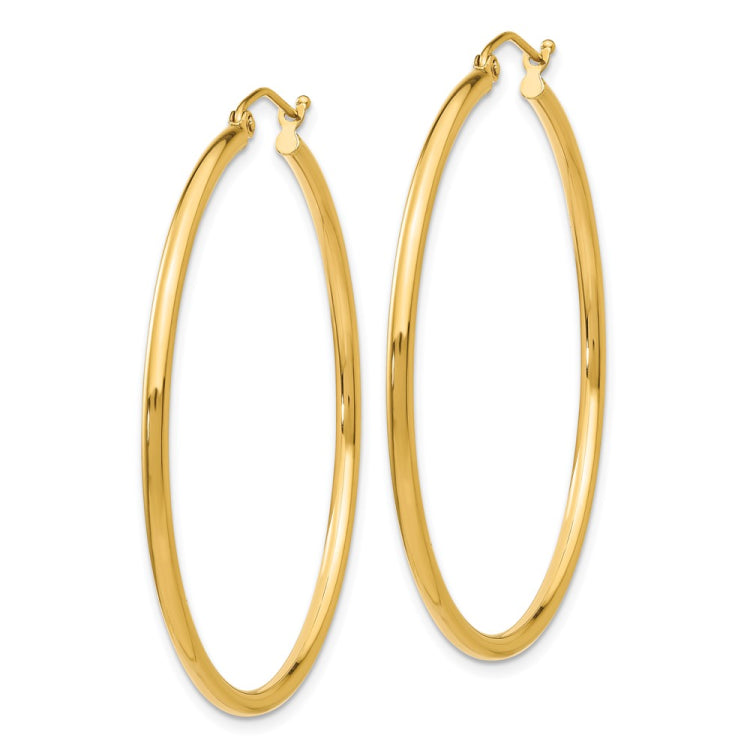 14k 2x45mm Polished Tube Hoop Earrings