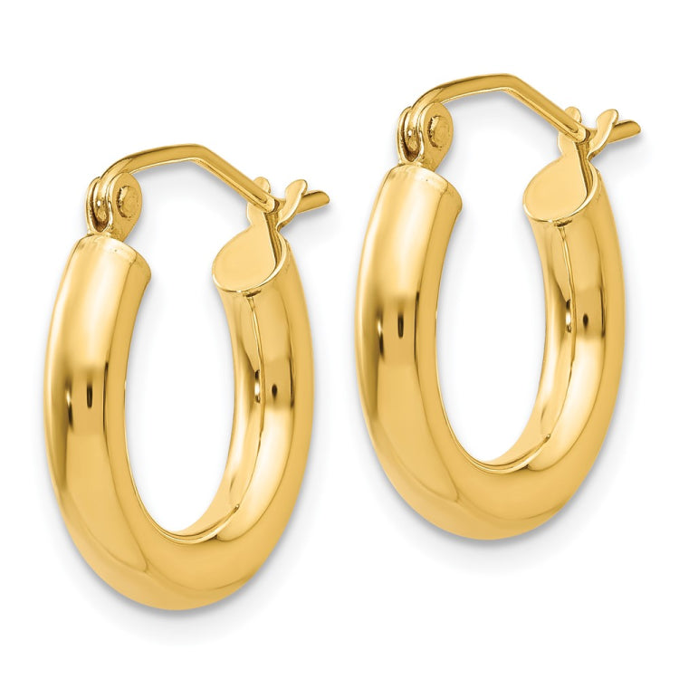 14k 3x16mm Polished Lightweight Tube Hoop Earrings