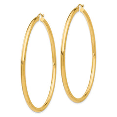 14K 3x65mm Polished Tube Hoop Earrings