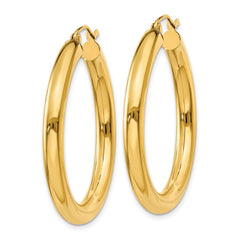 14K 4x35mm Polished Tube Hoop Earrings