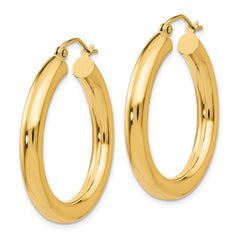 14K 4x30mm Polished Lightweight Tube Hoop Earrings
