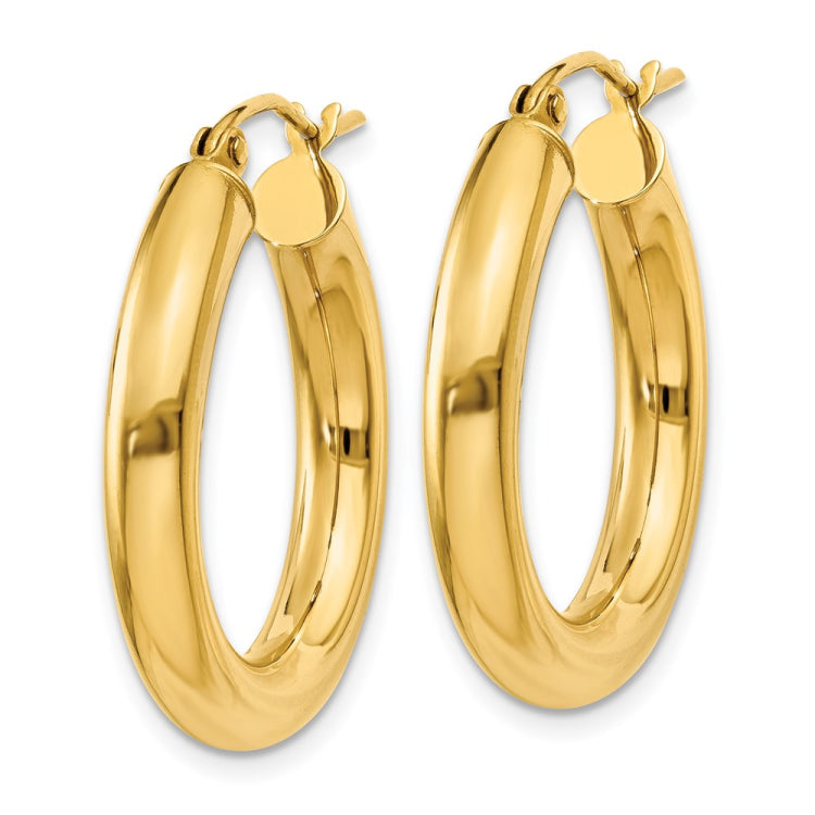 14k 4x25mm Polished Lightweight Tube Hoop Earrings