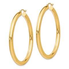 14K 4x50mm Polished Lightweight Tube Hoop Earrings