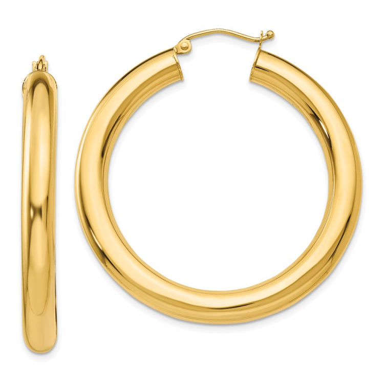 14k 5x40mm Polished Tube Hoop Earrings
