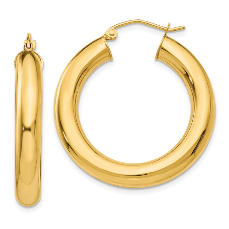 14k 5x30mm Polished Tube Hoop Earrings