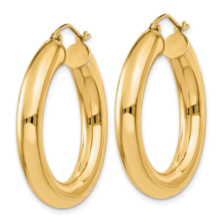 14k 5x30mm Polished Tube Hoop Earrings