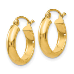 14k 3.75x17mm Round Tube Hoop Earrings