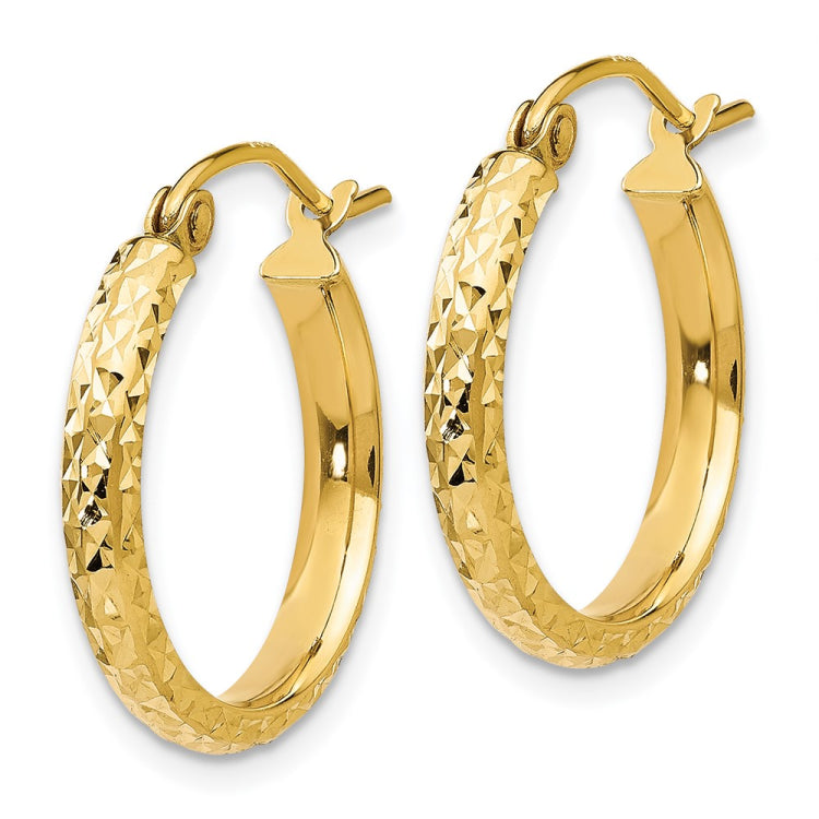 14K 2.8x18mm Diamond-cut Tube Hoop Earrings