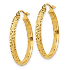 14K 2.8x25mm Diamond-cut Tube Hoop Earrings