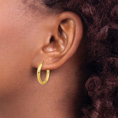 14k 3.00x20mm Polished Diamond-cut Endless Tube Hoop Earrings