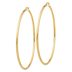 14k 2x75mm Polished Lightweight Round Tube Hoop Earrings