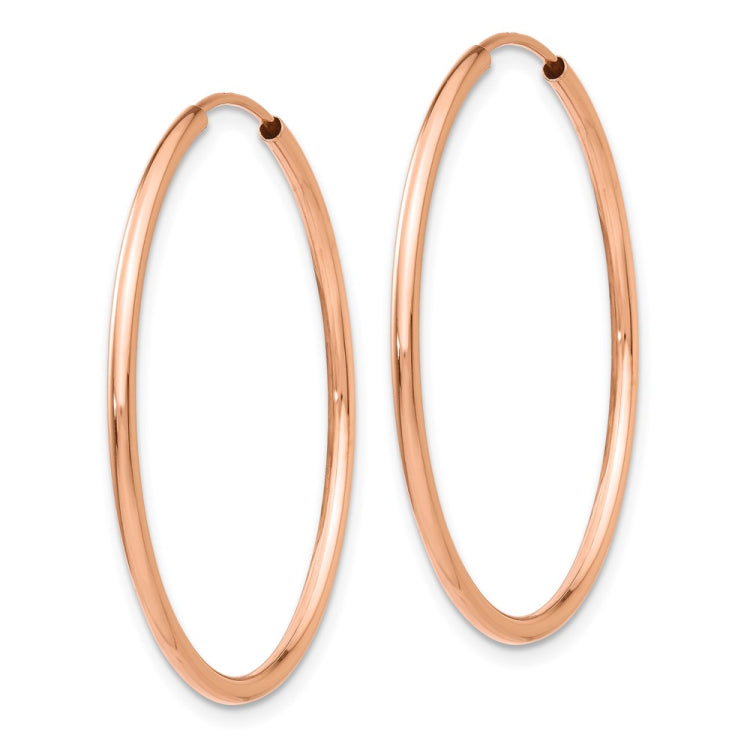 14k Rose Gold 1.5x30mm Polished Endless Tube Hoop Earrings
