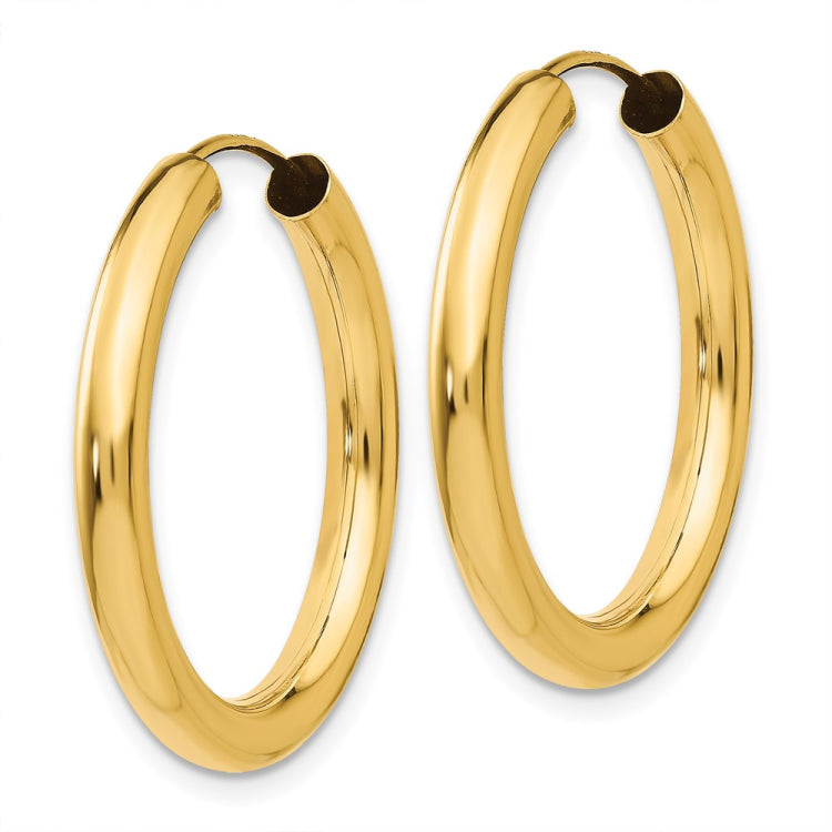 14k 3.00x25mm Polished Endless Tube Hoop Earrings