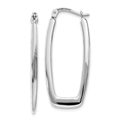 14k White Gold 2.25x31mm Polished Rectangle Tube Hoop Earrings