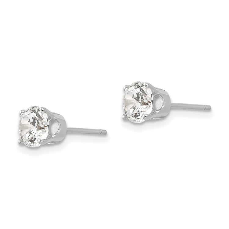 14k White Gold 5.5mm Round CZ Stud Earrings
