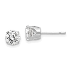 14k White Gold 5.75mm Round CZ Stud Earrings