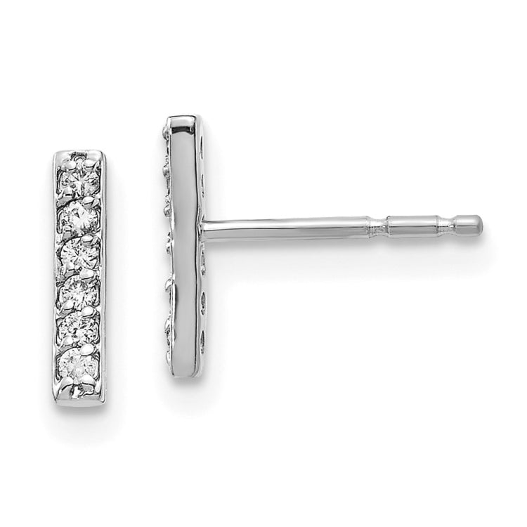 14k White Gold 1/10 carat Diamond Bar Earrings