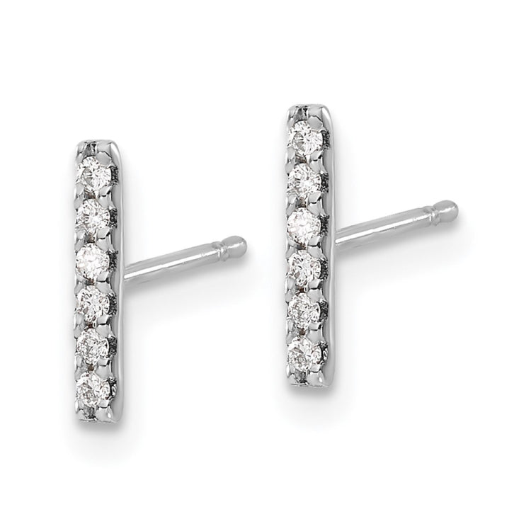 14k White Gold 1/10 carat Diamond Bar Earrings