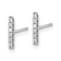 14k White Gold 1/10 carat Diamond Bar Earrings