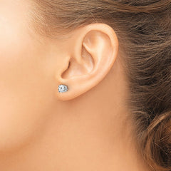 14k White Gold 5mm Round Cubic Zirconia Post Earrings