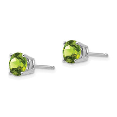 14k White Gold 6mm Round Peridot Post Earrings