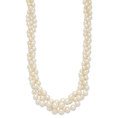 14k 5-9mm White Semi-Round Freshwater Cultured Pearl Multi-strand 19 inch Necklace