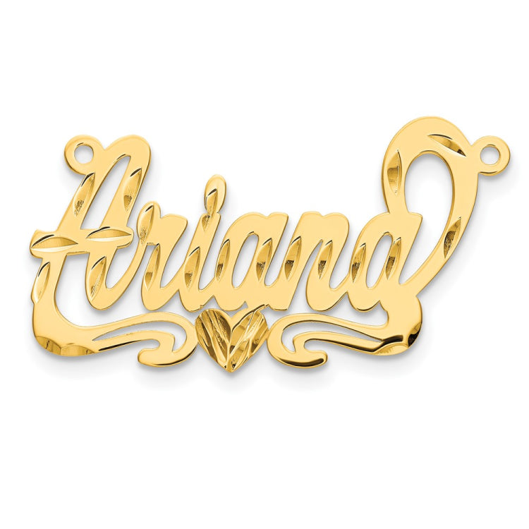 14k Yellow Gold Diamond-cut Heart Name Plate