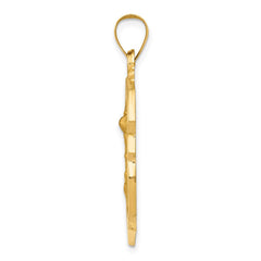 14k Polished and Satin St. Michael Badge Medal Hollow Pendant
