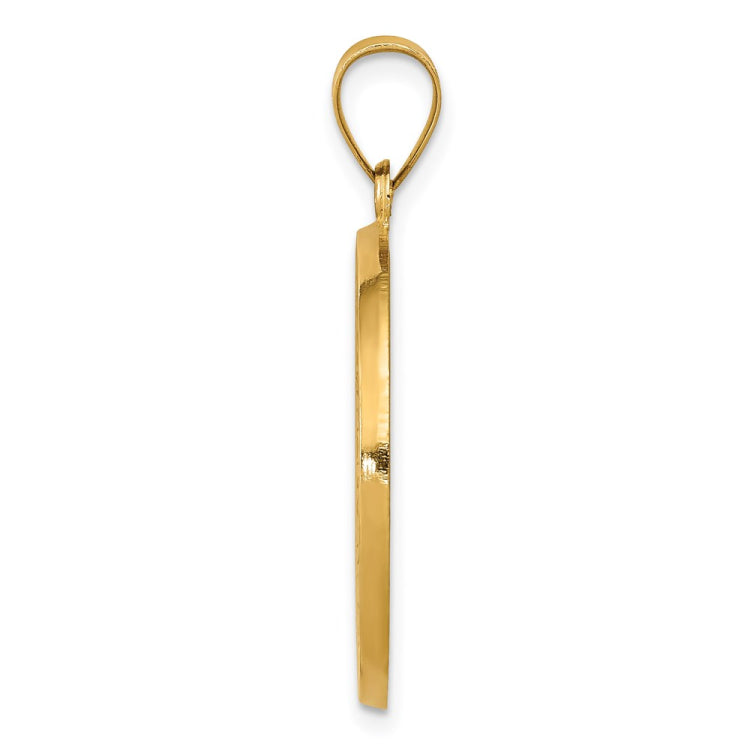 14K Polished and Satin St. Benedict Reversible Hollow Medal Pendant