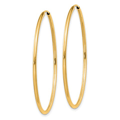 14k 1.5x40mm Polished Round Endless Tube Hoop Earrings