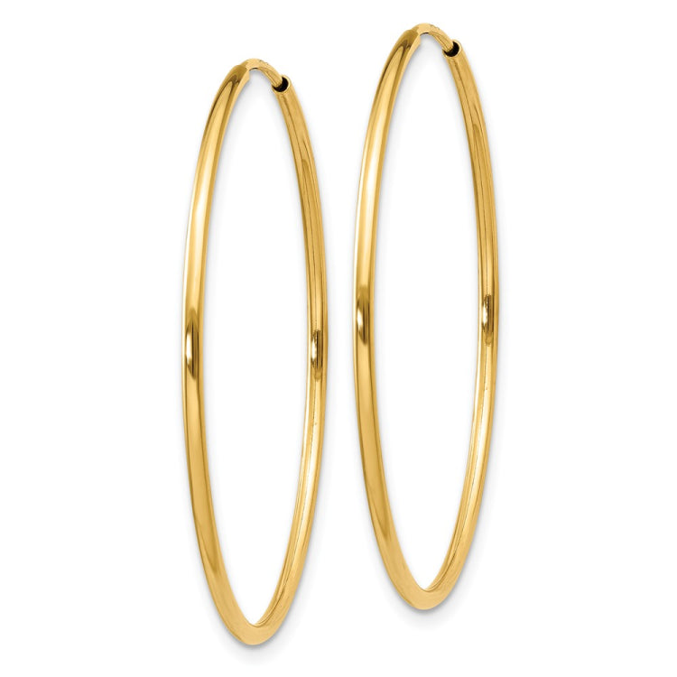 14k 1.2x34mm Polished Endless Tube Hoop Earrings
