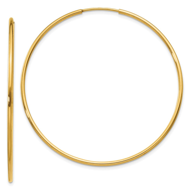 14k 1.2x46mm Polished Endless Tube Hoop Earrings
