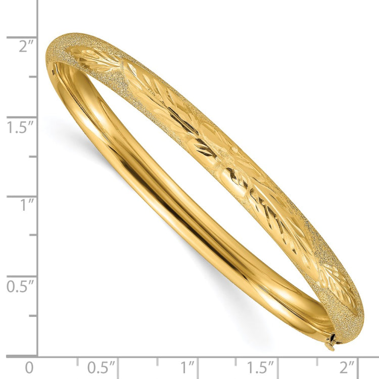 14k 4/16 Oversized Laser-Cut 6.00mm Hinged Oval Bangle Bracelet