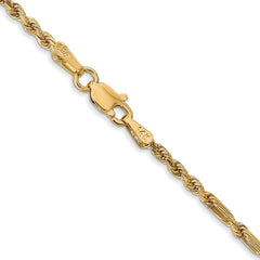 14K 24 inch  2.25mm Diamond-cut Milano Rope with Lobster Clasp Chain