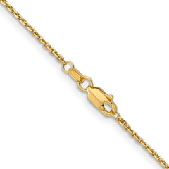 14K 24 inch 1.4mm Diamond-cut Round Open Link Cable with Lobster Clasp Chain
