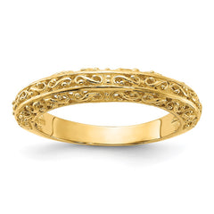 14k 3mm Filigree Wedding Band