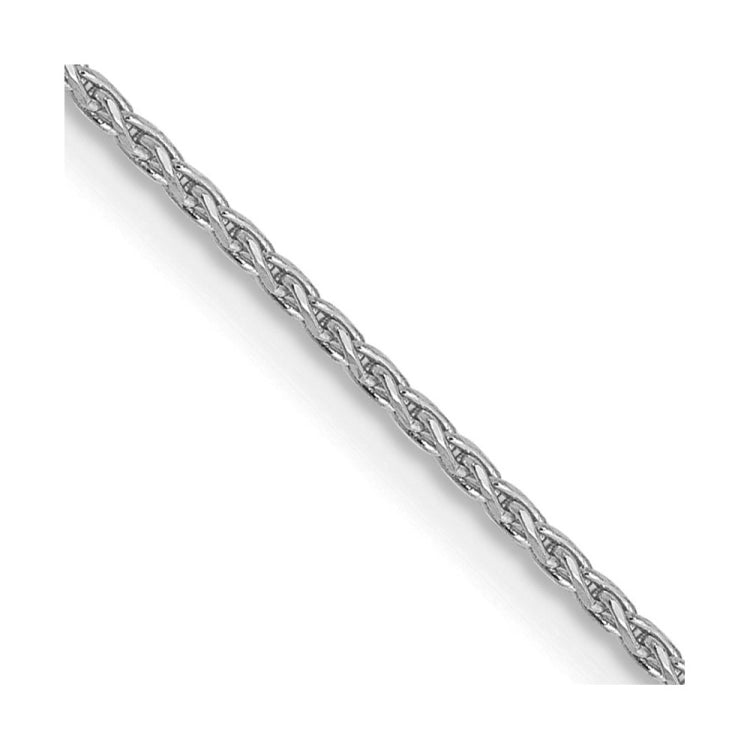 14K White Gold 18 inch 1mm Diamond-cut Parisian Wheat with Lobster Clasp Chain