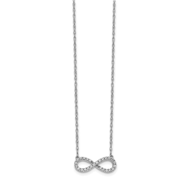 14K White Gold Polished 1/6 carat Diamond Infinity Symbol 18 inch Necklace