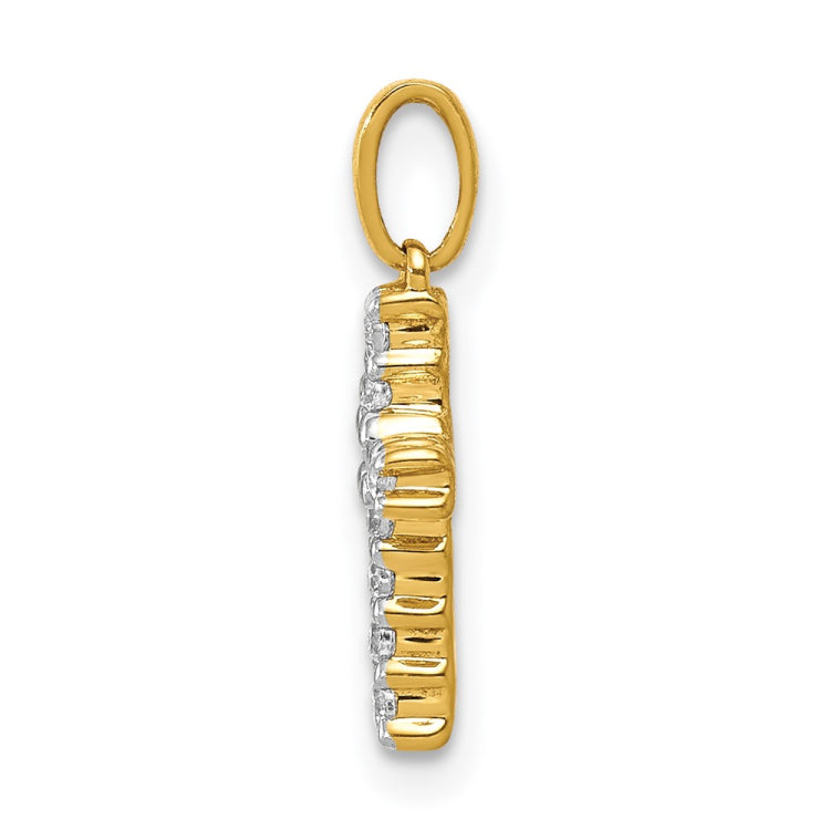 14k and White Rhodium 1/10 carat Diamond Latin Cross Pendant